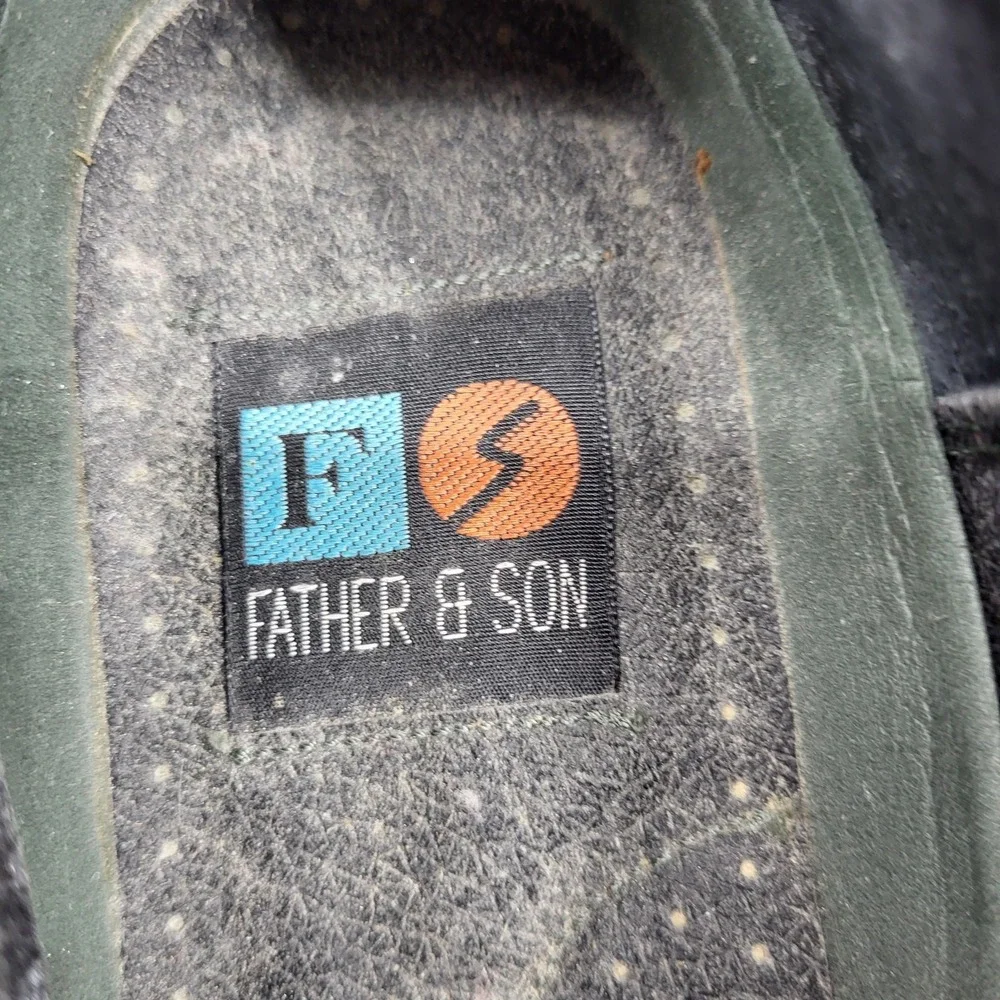 Father And‎ Son Oxford Shoes Mens 10 Black Leather Cap Toe Brogue Dress Shoes